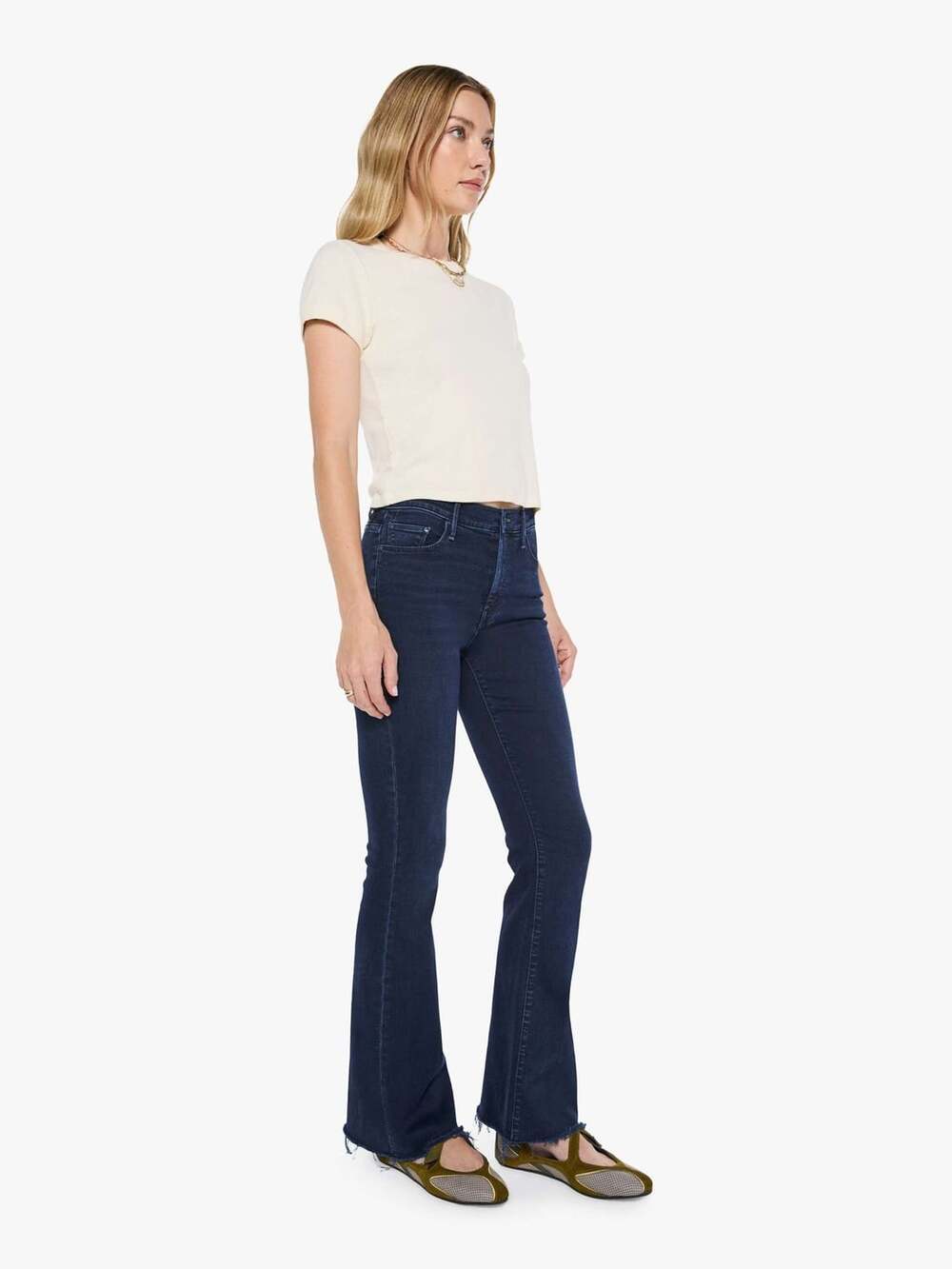 Mother The Weekender Fray Jeans Blue Denim
